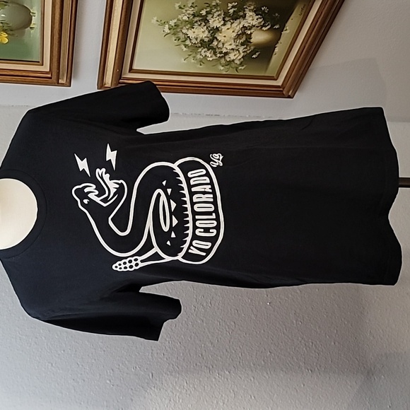 YO Colorado black tee shirt rattlesnake graphic size large white - Picture 2 of 6